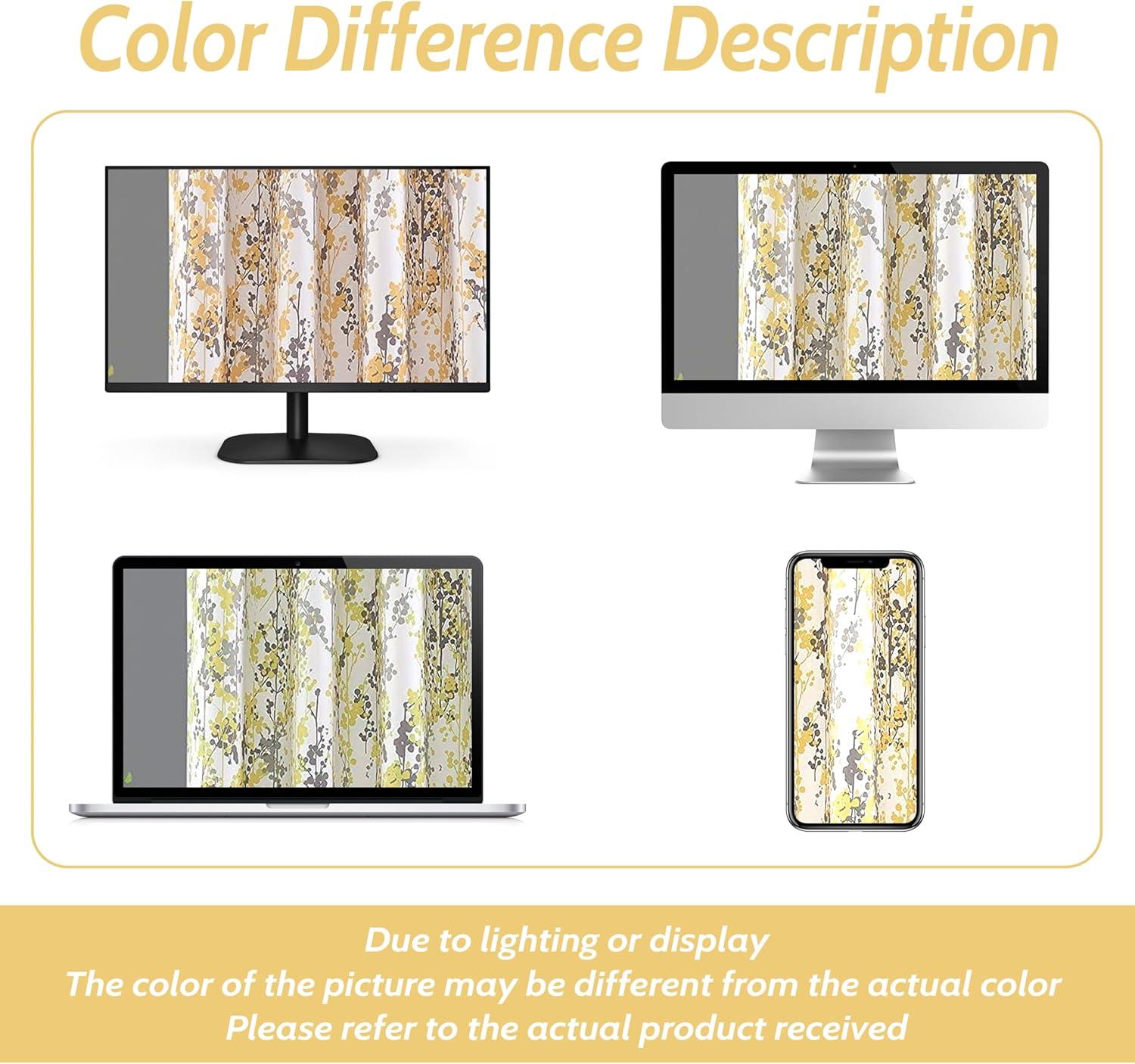 DriftAway  Leah Abstract Floral Blossom Ink Painting Pattern Tie Up Curtain 40 - 49 Inches 63 Inches Golden Yellow/Gray 45" width x 63" length