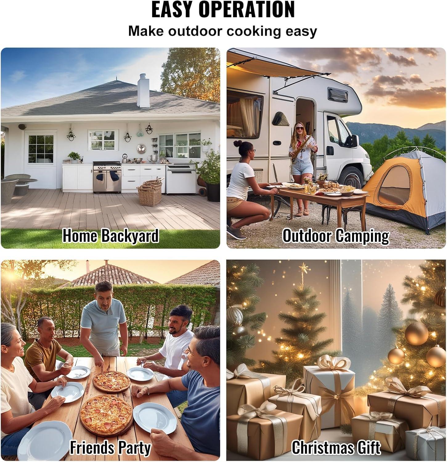 12" Outdoor Pizza Oven Portable Wood Pellet Pizza Oven Iron Spray Camping