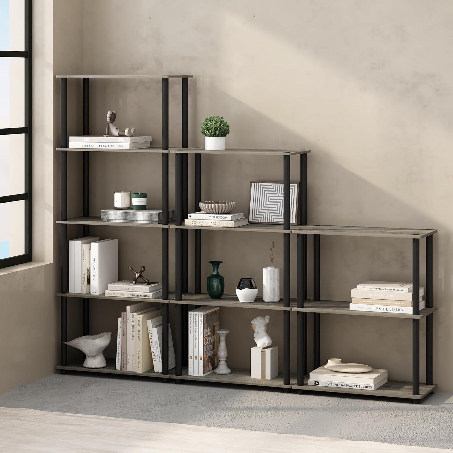 Furinno 3-Tier Industrial Bookcase Compact Bookshlef Multipurpose Open Storage Shelf Display Rack