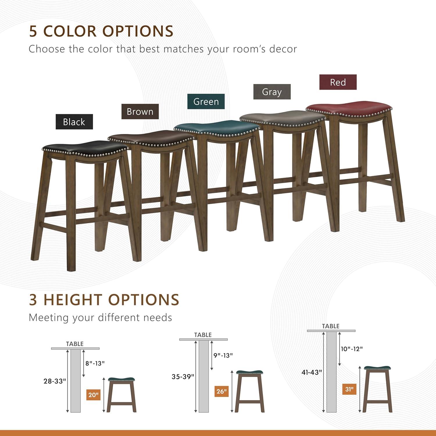 Homelegance 29" Pub Height Wooden Bar Stool Saddle Seat Barstool, Green Brown