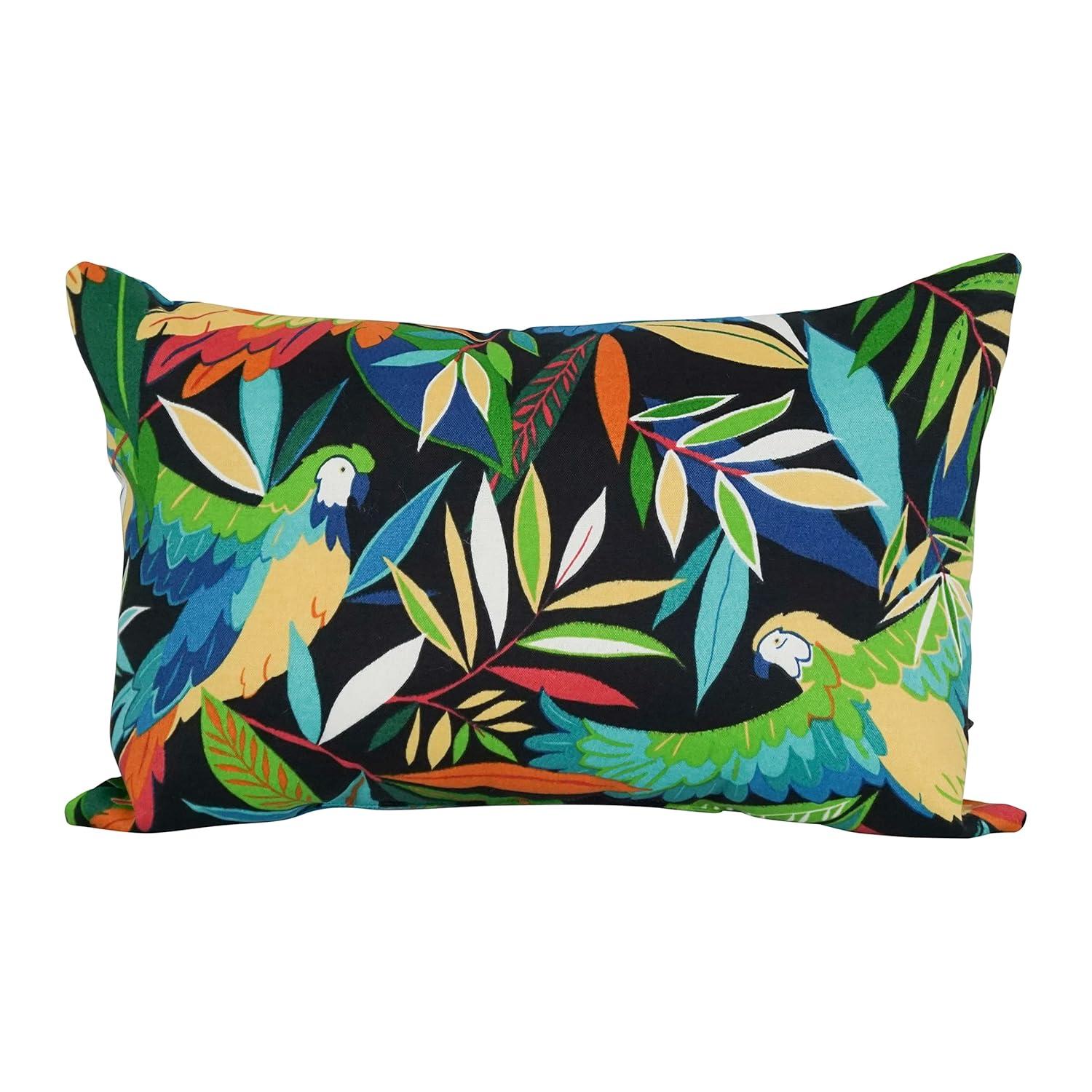 Blazing Needles 9911-S2-REO-48 12 x 20 in. Rectangular Spun Poly Throw Pillows, Tucuman Ebony - Set of 2