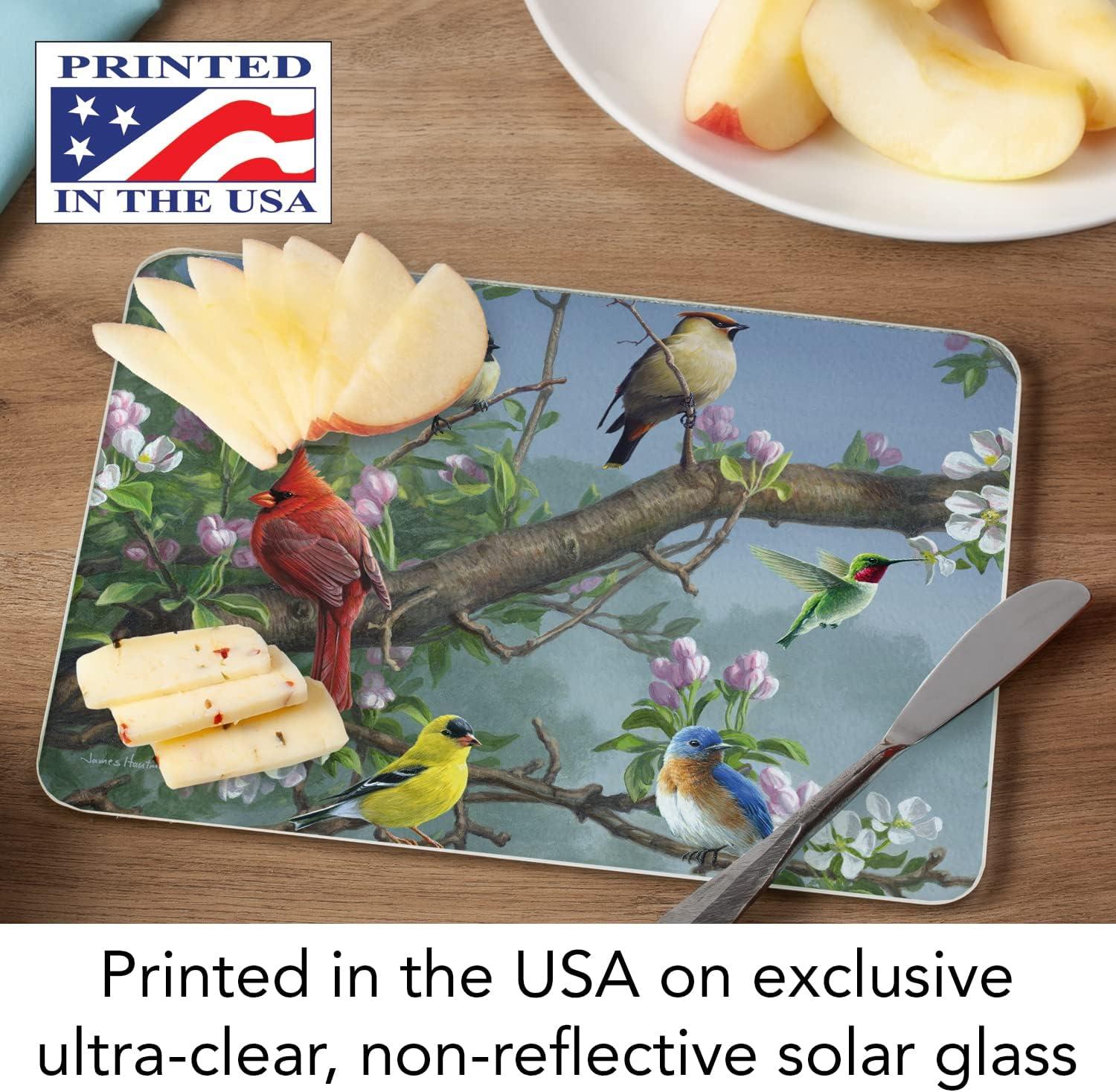 CounterArt Tempered Glass Beautiful Songbirds Saver Cutting Board