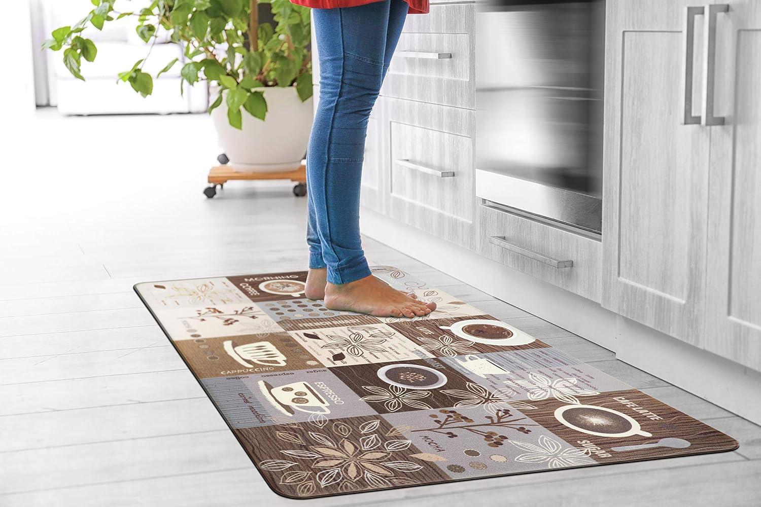 World Rug Gallery Coffee Kitchen Anti Fatigue Standing Mat - Brown 18"x30"