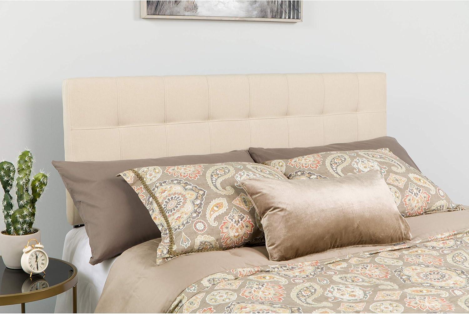 Flash Furniture Bedford Tufted Upholstered Twin Size Headboard in Beige Fabric