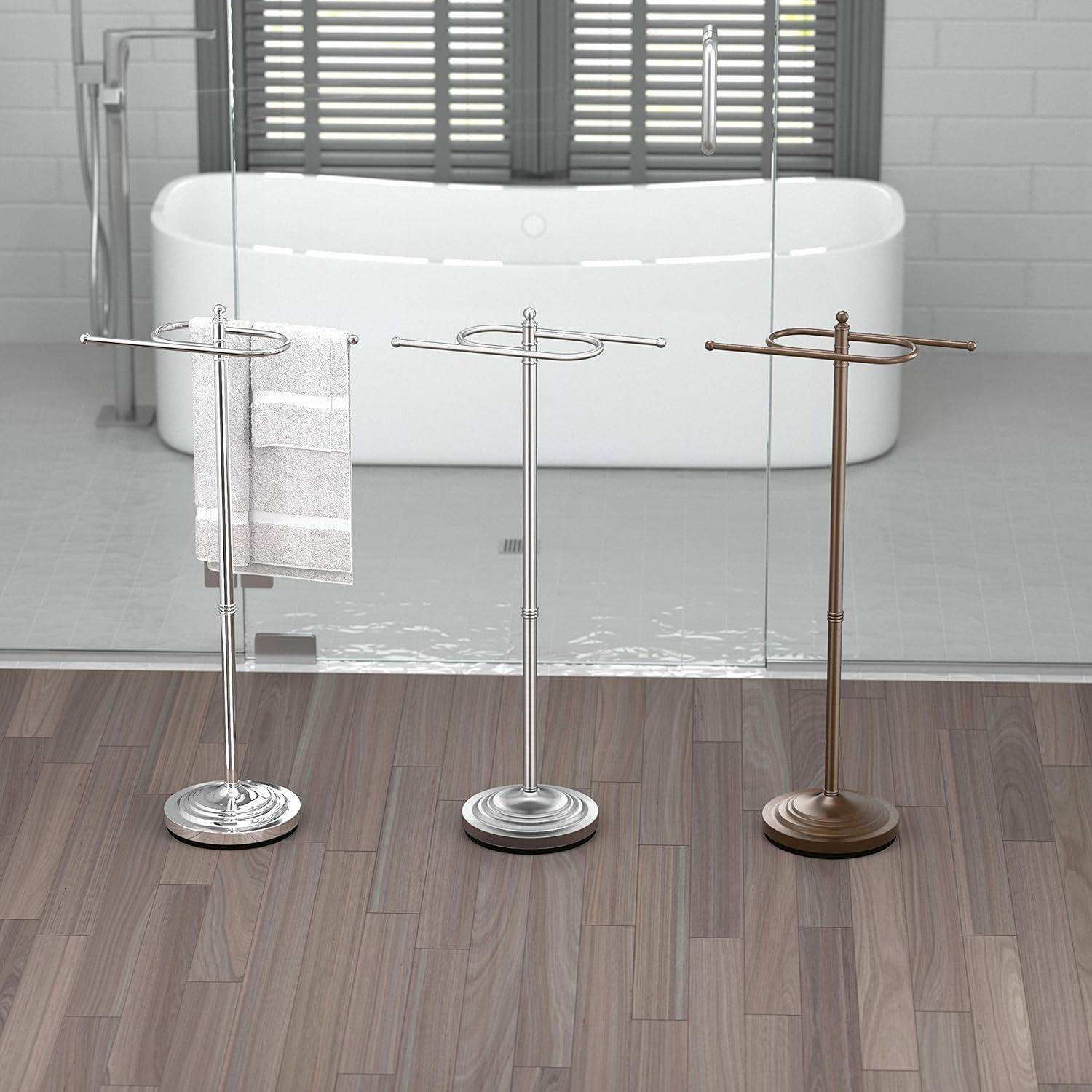 Free Standing Towel Holder | 38"H Floor Standing Towel Rack, Weighted and Padded Base