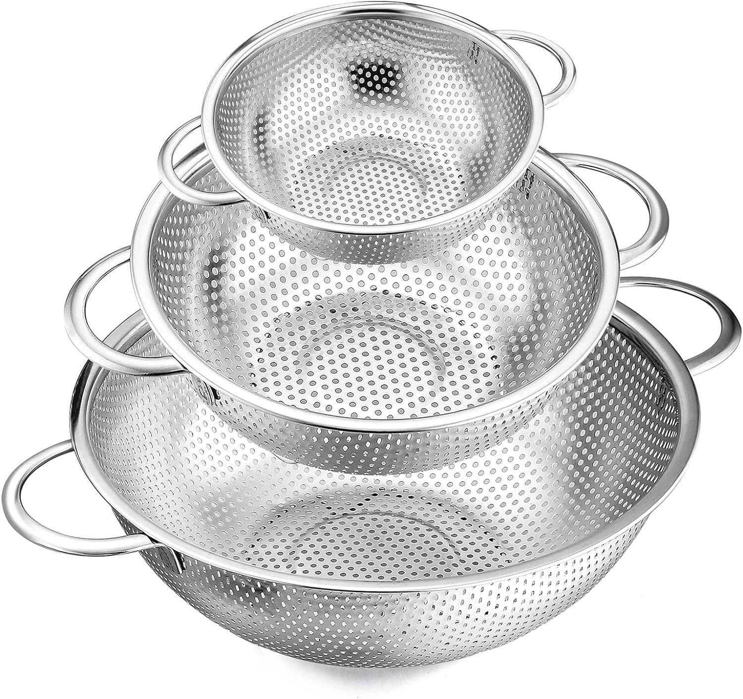 Stainless Steel Micro-Perforated 3-Piece Colander Set