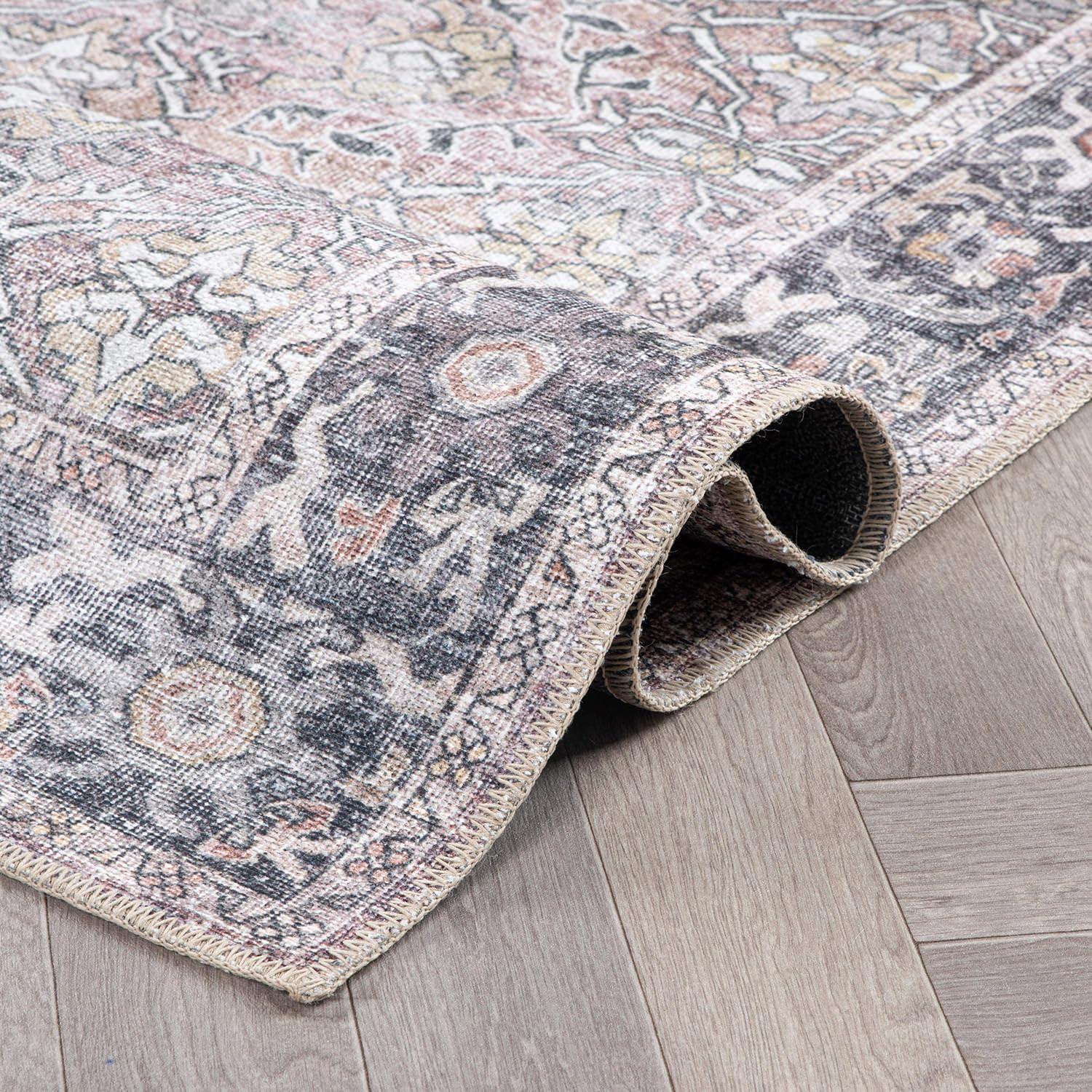 World Rug Gallery Vintage Distressed Machine Washable Non Slip Indoor Area Rug - OLIVE 2'x3'