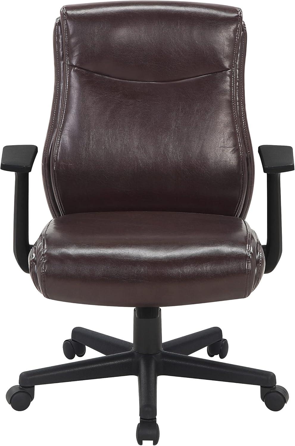 Mid-Back Managers Office Chair with Flip Up Arms in Chocolate Faux Leather