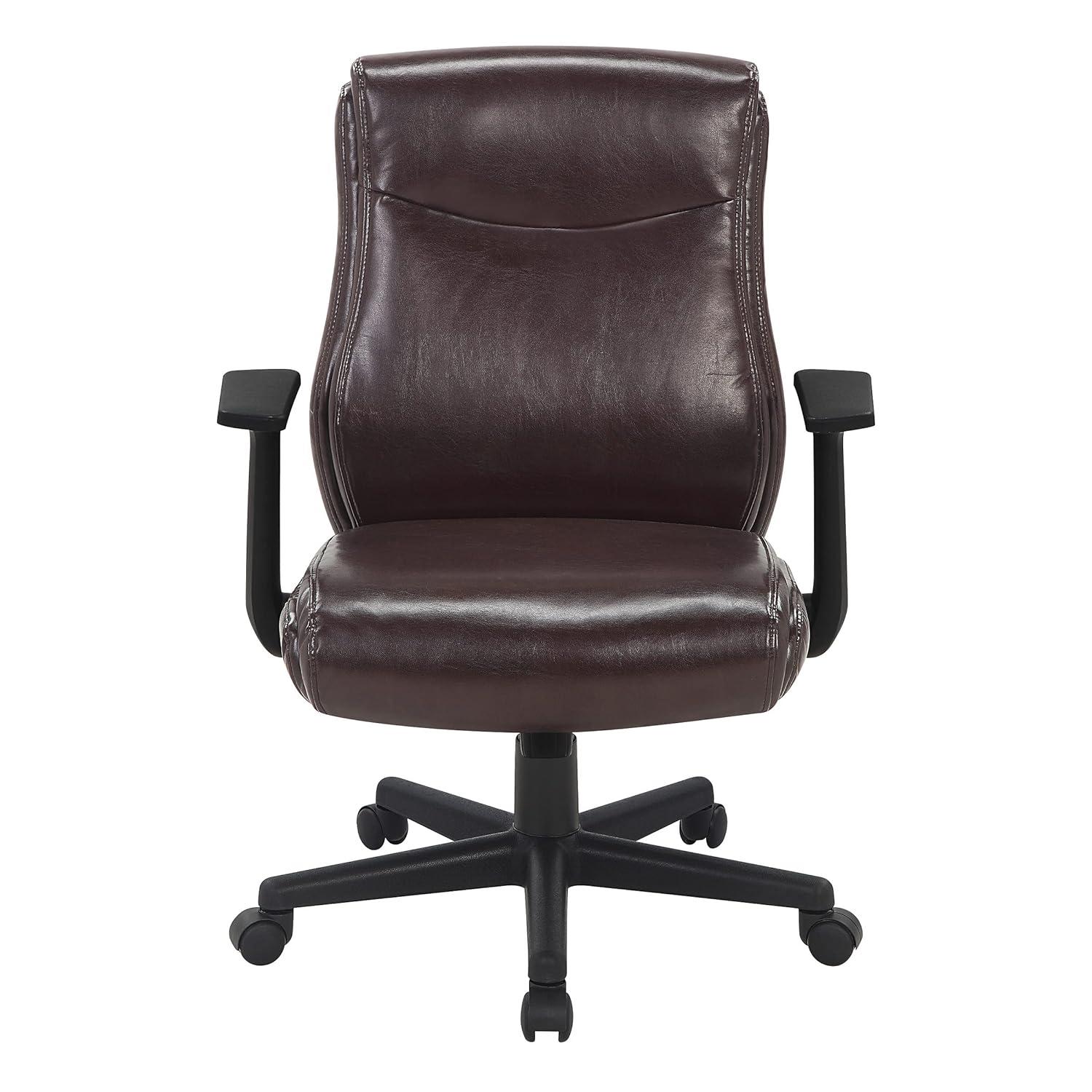 Mid-Back Managers Office Chair with Flip Up Arms in Chocolate Faux Leather