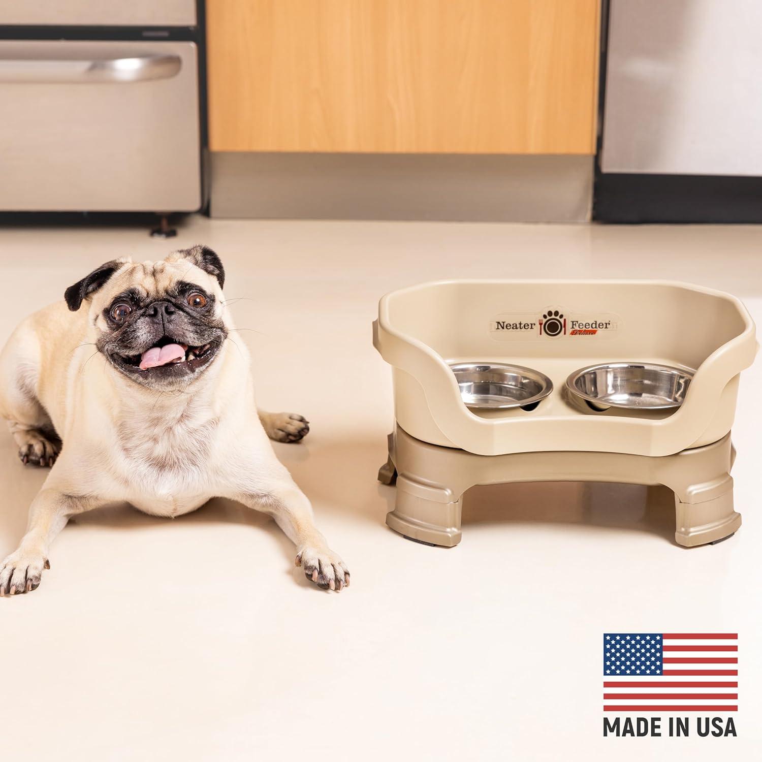 Neater Pets Neater Feeder Deluxe With Leg Extensions Mess-Proof Elevated Food & Water Bowls for Small Dogs, Cappuccino