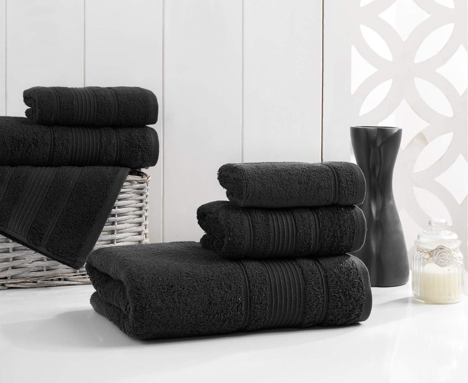 4-Piece Hand Towels Set | 100% Turkish Cotton, Spa & Hotel Towels Quality, Quick Dry Hand Towels for your Bathroom, Shower Towels (Black)