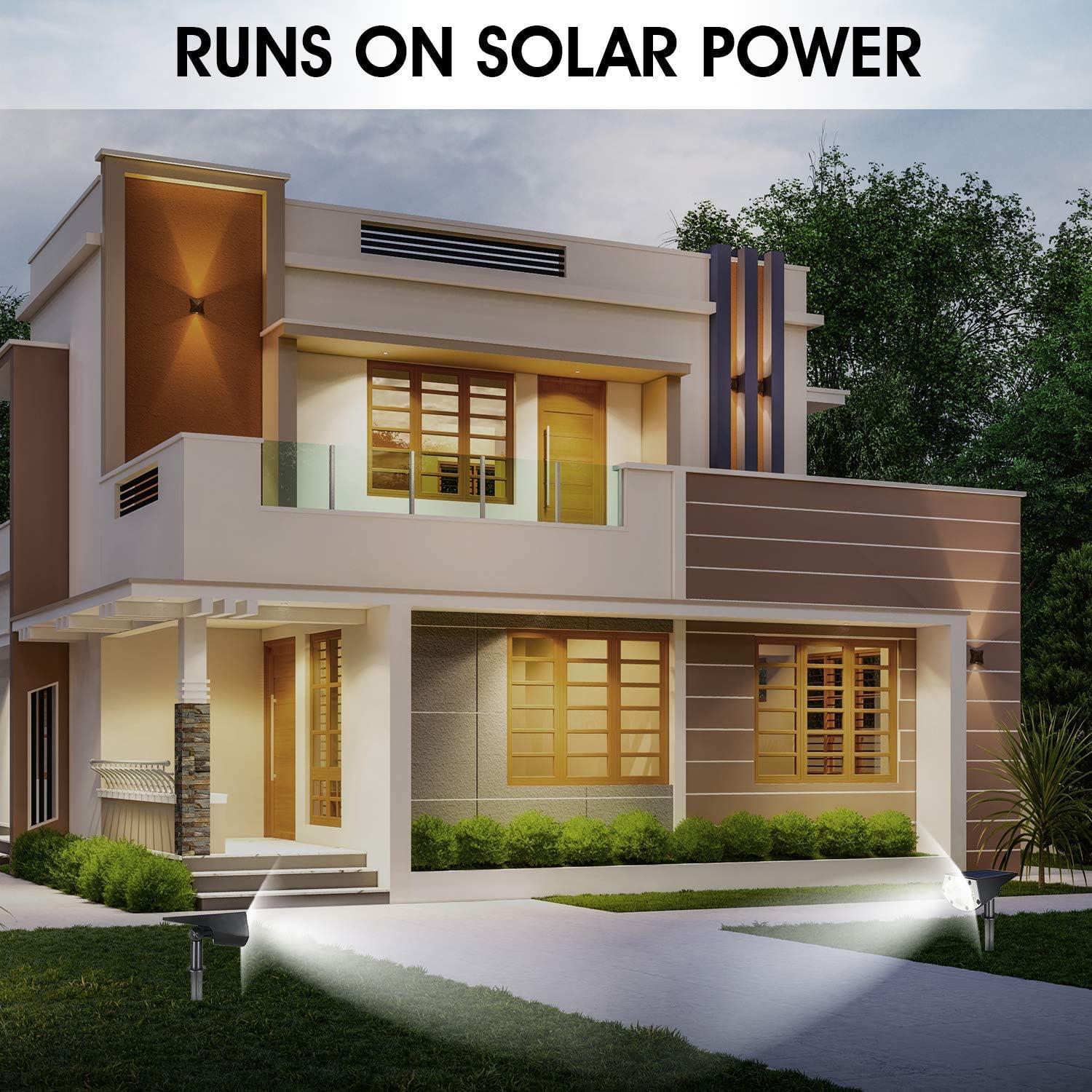 WBM Solar Spot Lights Outdoor,20 LED Waterproof Landscape Spotlight, 500 Lm -Warm White Light,4 Pack