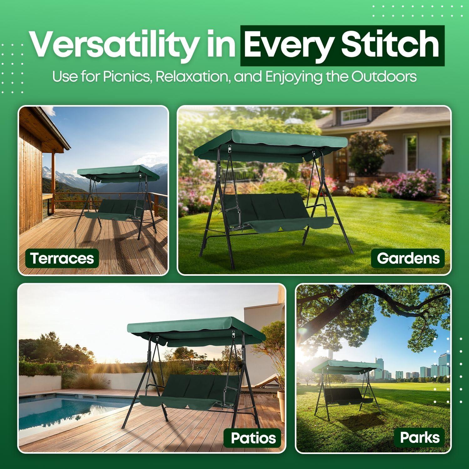 Green Polyester UV Block Swing Canopy Cover 77"x43"