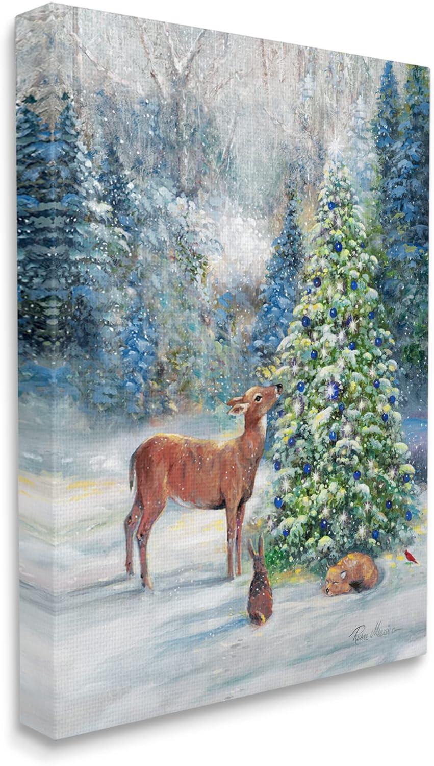 " Winter Woodland Animals Tree " Painting Print