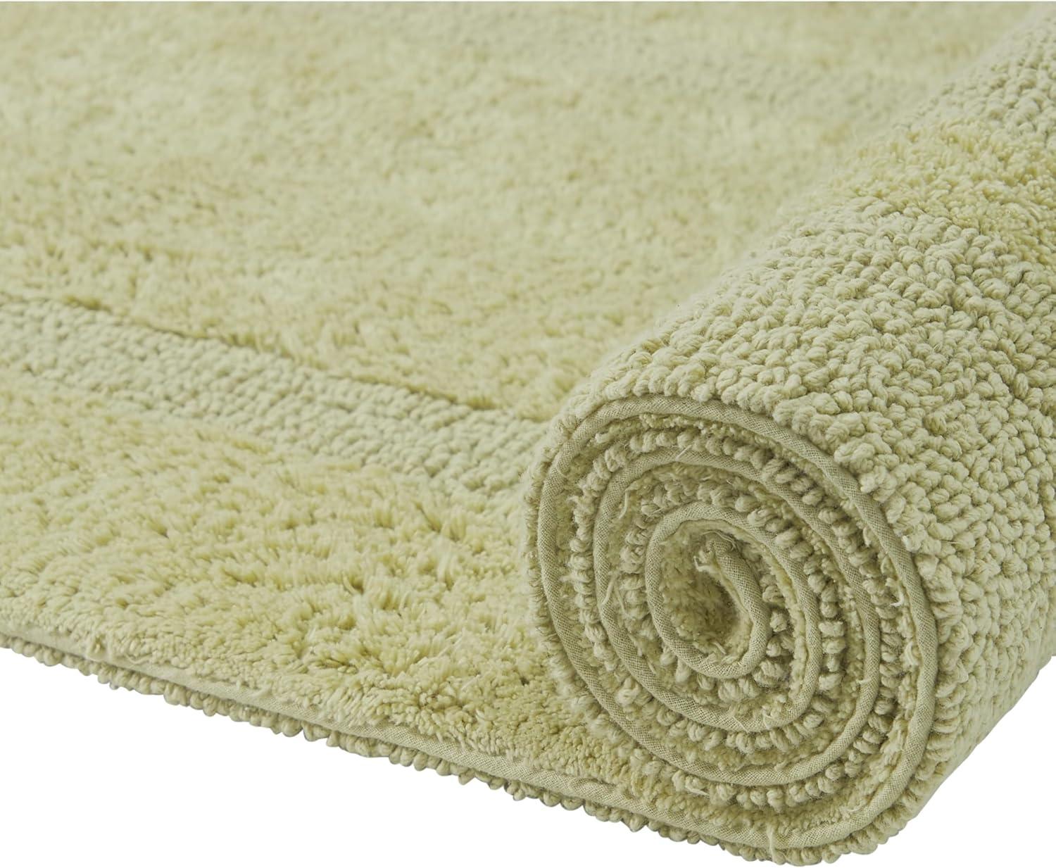 Better Trends Lux 100% Cotton Tufted Solid Reversible Bath Rug Set 2 PC (17" x 24" | 21" x 34") - Sage