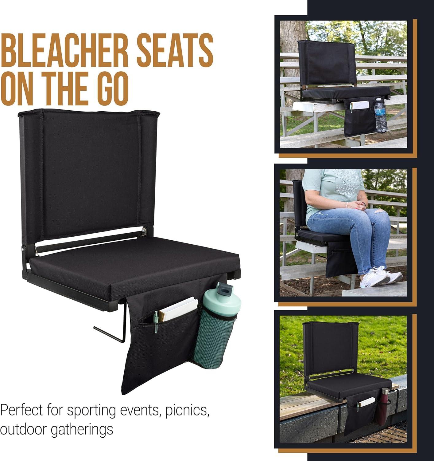 Home-Complete Bleacher Seat Stadium Cushion, Black