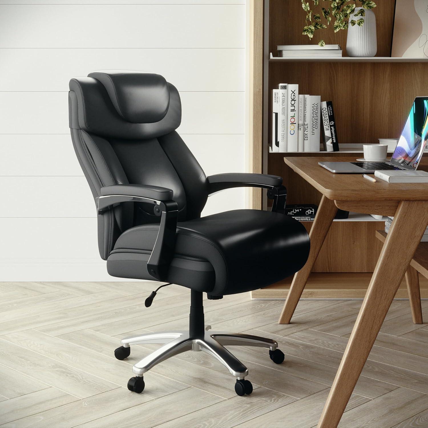 Inbox Zero Esmeralda Big & Tall LeatherSoft Ergonomic Office Chair with Headrest and Armrests