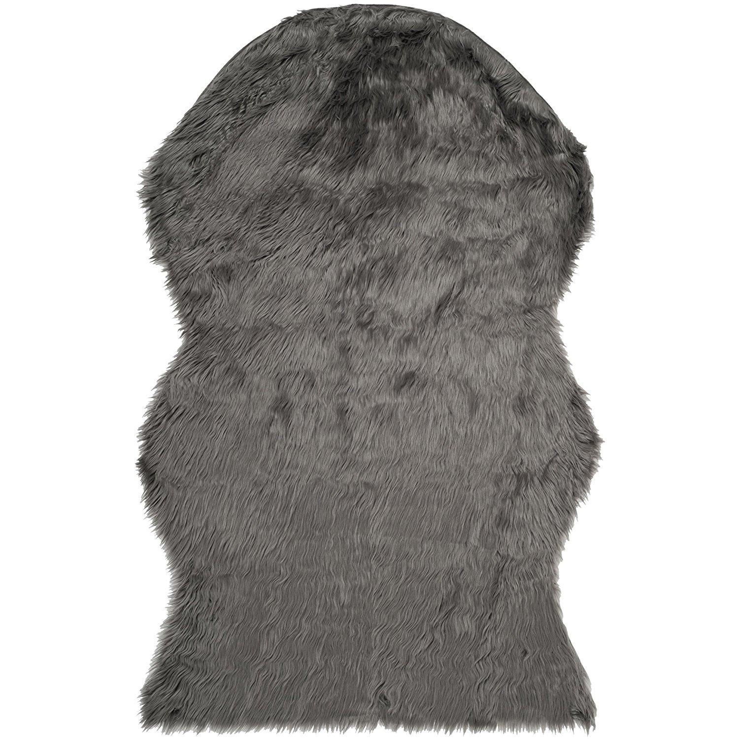 Faux Sheep Skin FSS115 Power Loomed Indoor Accent Rug - Grey - 3'x5' - Safavieh