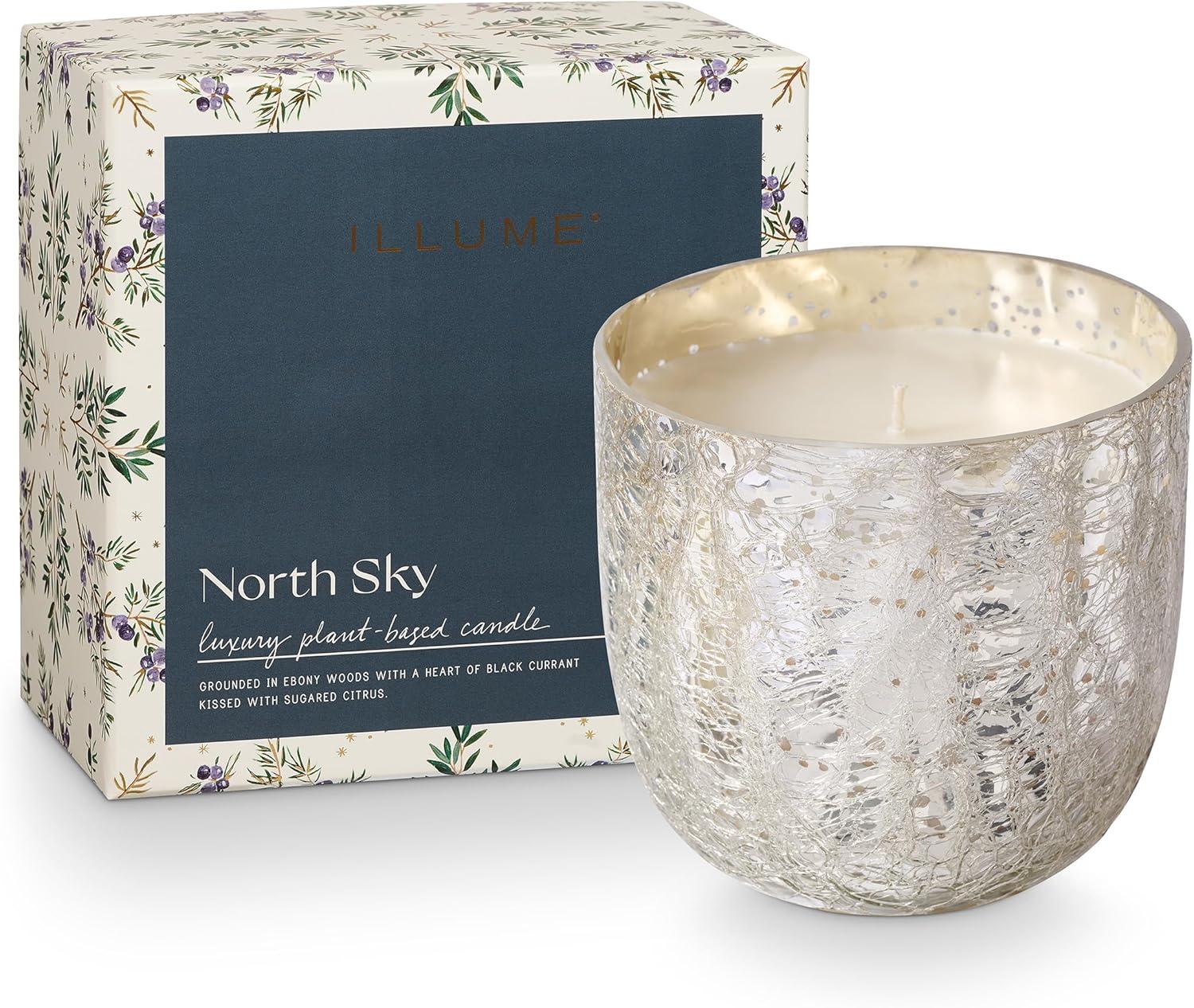 ILLUME Noble Holiday North Sky Small Crackle Glass Candle