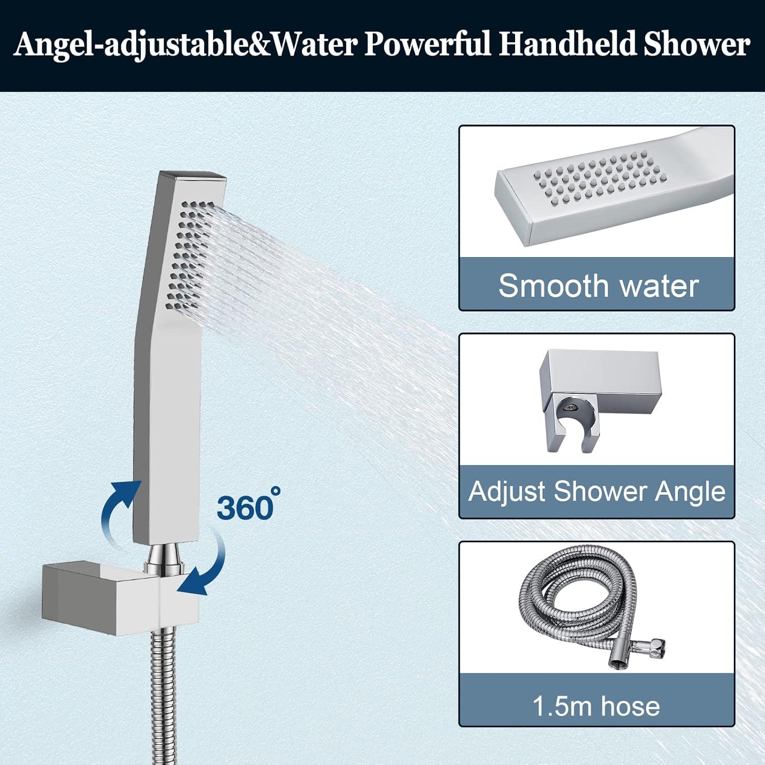 Polished Chrome Wall Mount Bathtub Faucet with Handheld Spray