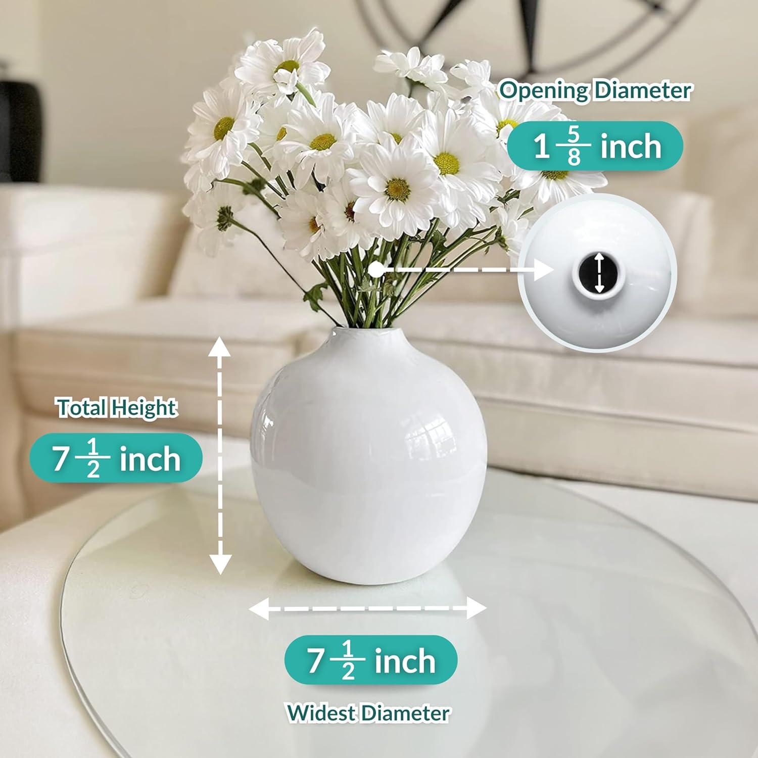 Willowy 10 Inch Elegant Glossy Porcelain Vase - White Ceramic Vase, Large Ceramic for Vases Home Decor, Tall White Decorative Vases for Pampas Grass