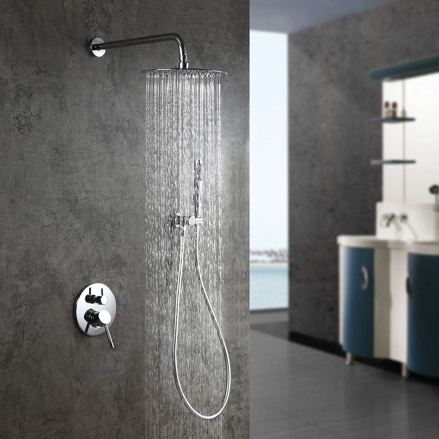 Voolan Rain Shower Head, High Flow Large Rainfall Showerhead Made of All Metal Stainless Steel, Waterfall Body Covering, Universal Wall and Ceiling Mount (12 Inch, Chrome)