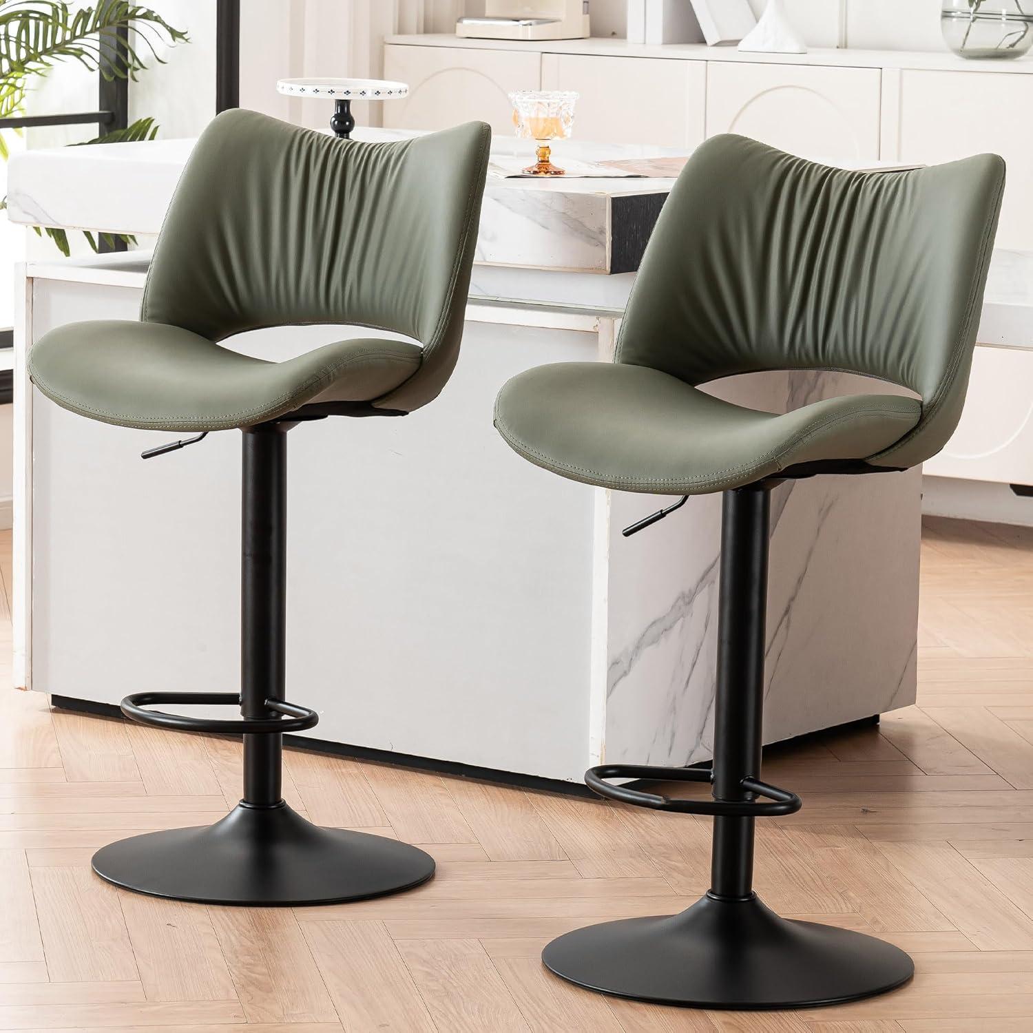 Kidol & Shellder Green Bar Stools Set of 2 Modern Kitchen Island Barstool