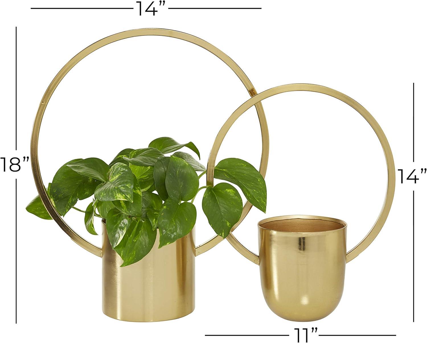 CosmoLiving Glam Gold Metal Geometric Wall Planters, Set of 2