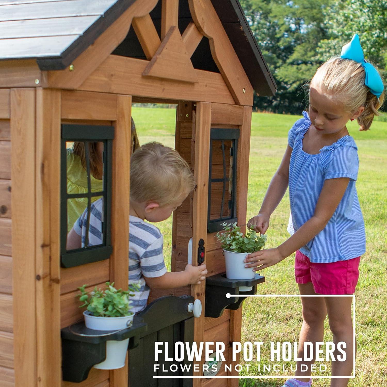 Sweetwater Cedar Wooden Playhouse with Black Roof