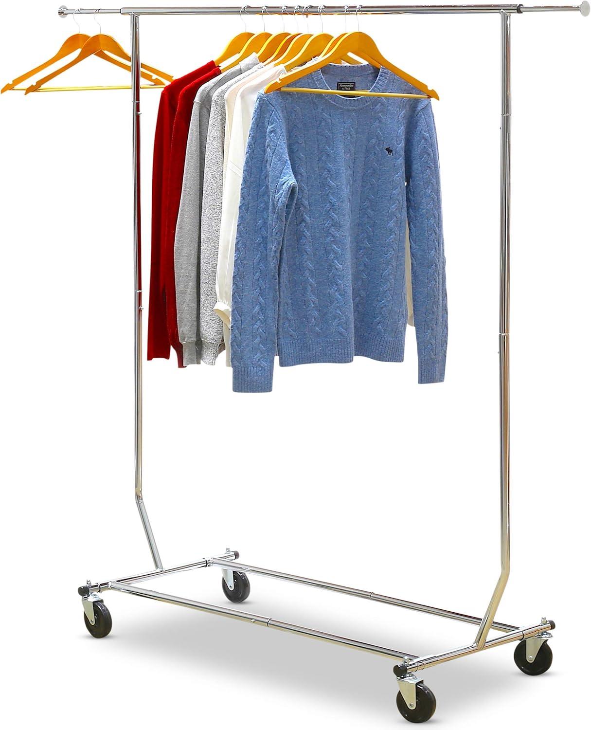 Chrome Rectangular Portable Clothing Garment Rack