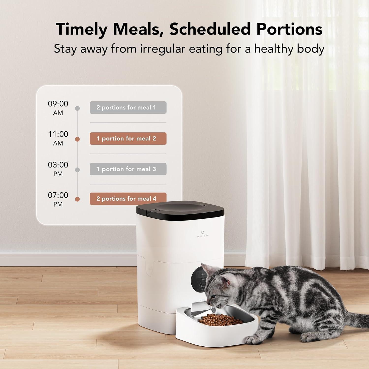 PETLIBRO Automatic Cat Feeder, Wi-Fi Automatic Cat Food Dispenser With Timer Interactive Voice Recorder, Auto Cat Feeder With 1-4 Meals Control Dry Food | Wayfair