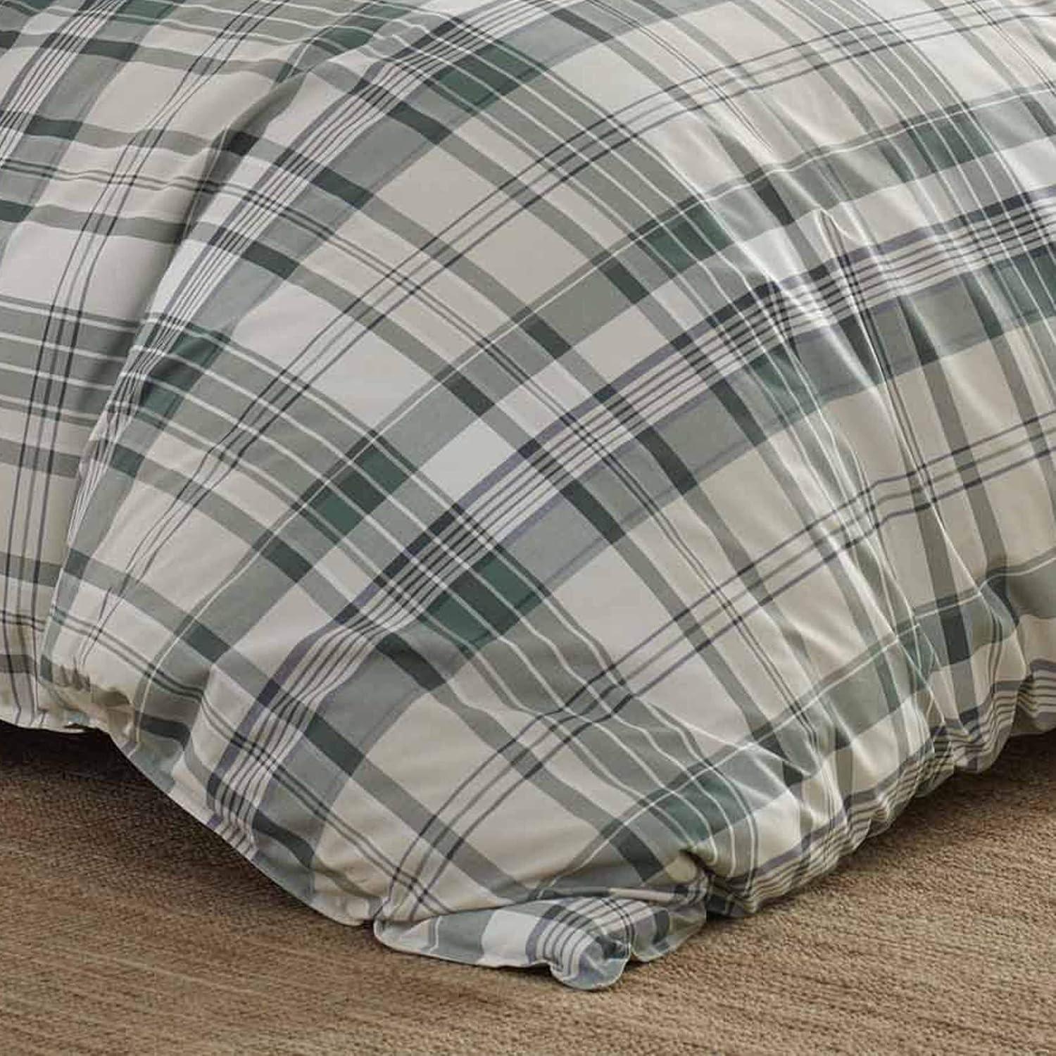Eddie Bauer Plaid & Stripes Eddie Bauer Green Cotton Reversible Bedding Set