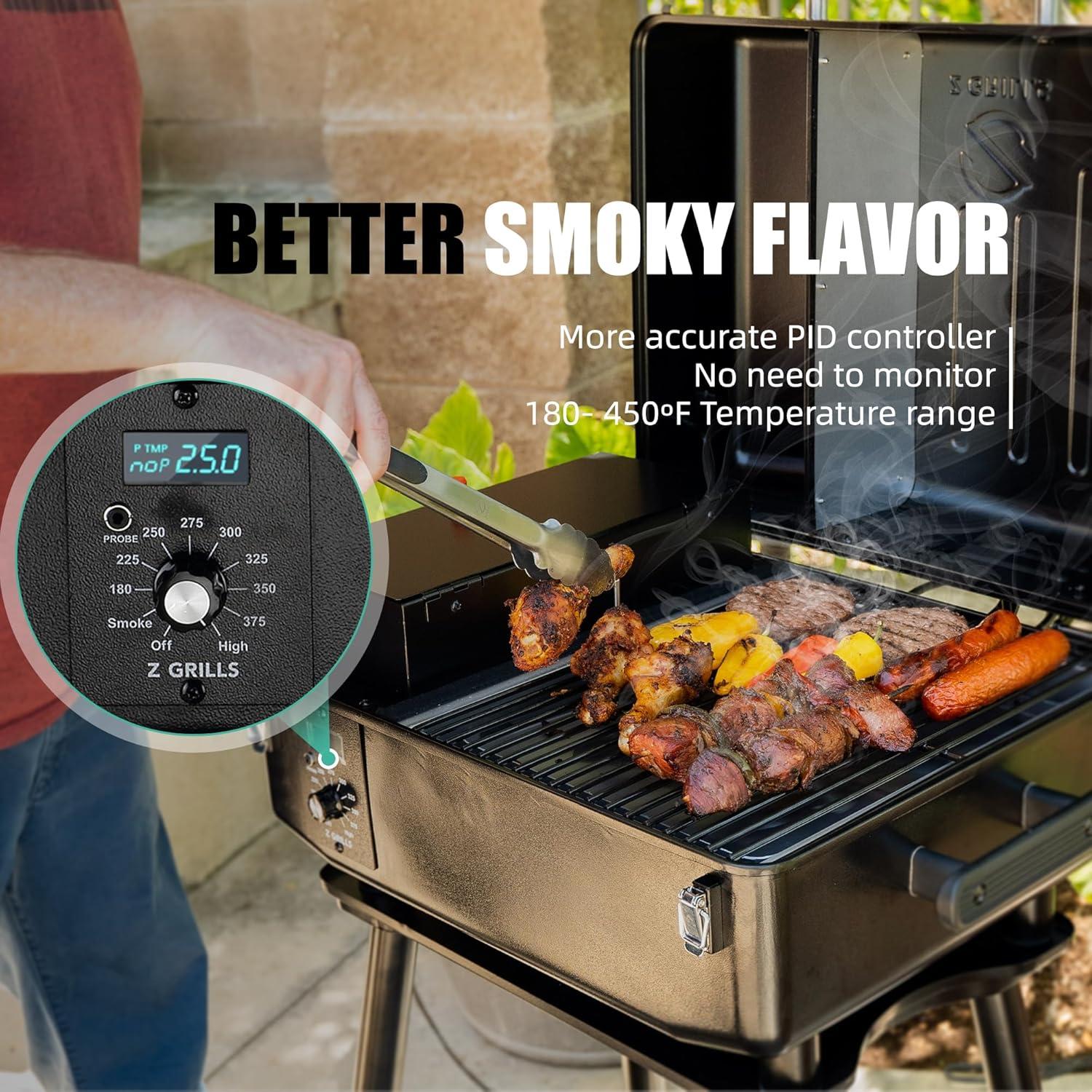 Portable Black Alloy Steel Wood Pellet Tabletop Grill