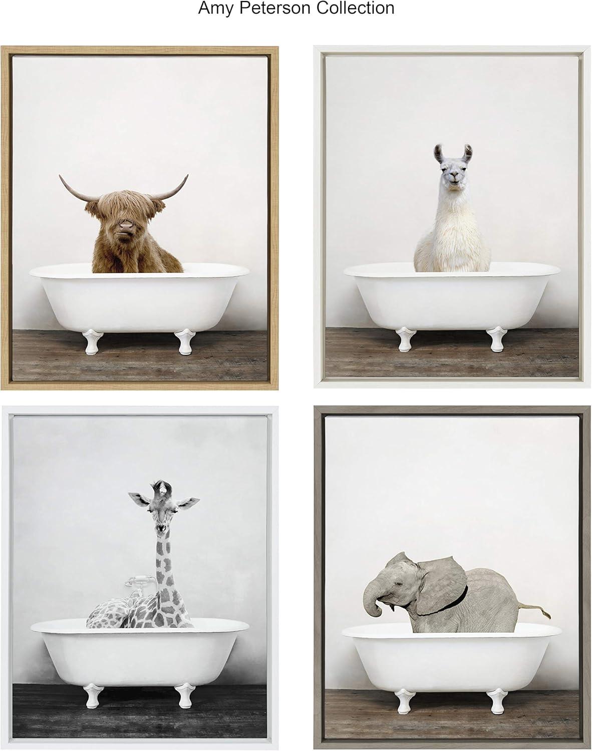 Sylvie Highland Cow in Tub Color Framed Canvas by Amy Peterson - Kate & Laurel All Things Decor