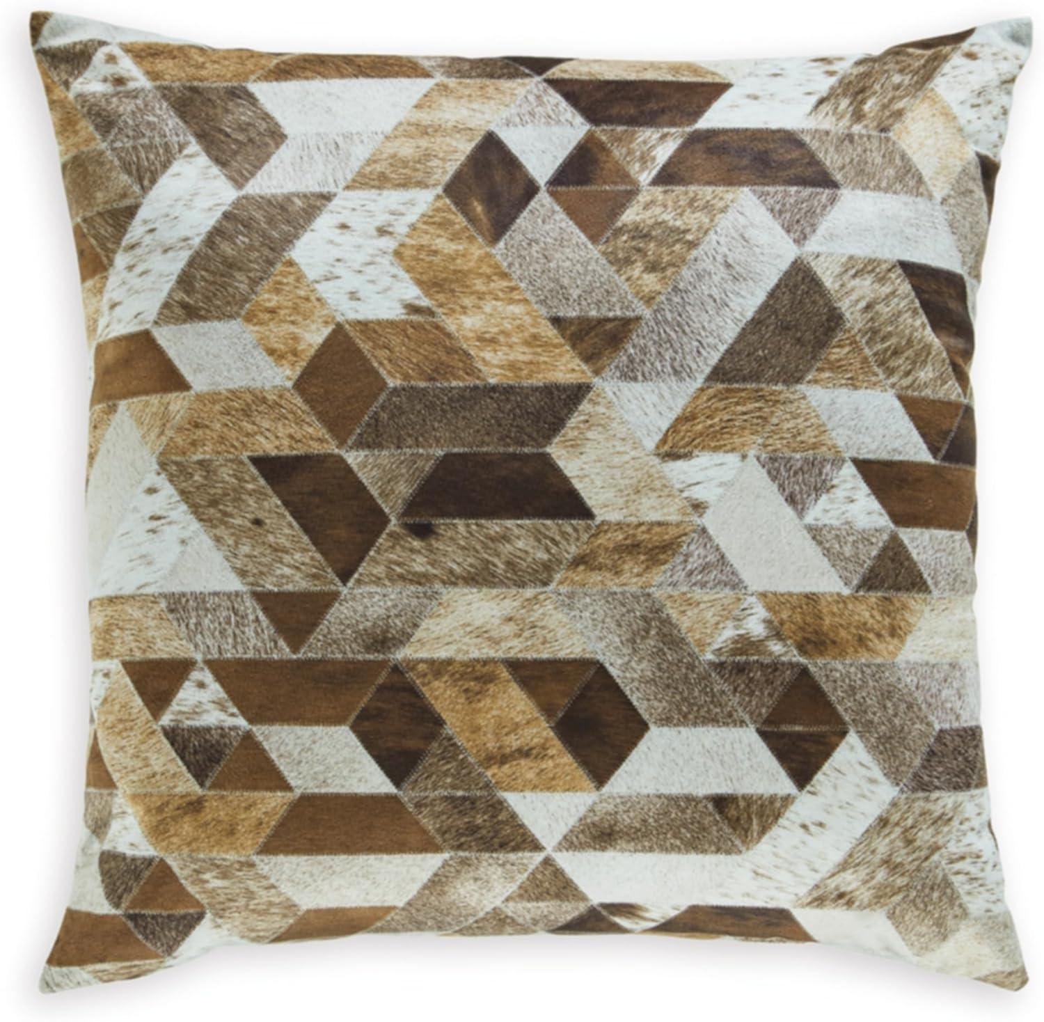 Adamund 20" Geometric Brown and Gray Polyester Throw Pillow