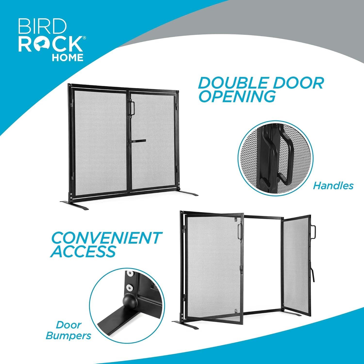 BIRDROCK HOME Fireplace Screen with Doors - Decorative - Easy Assembly - Heavy Duty - Handcrafted