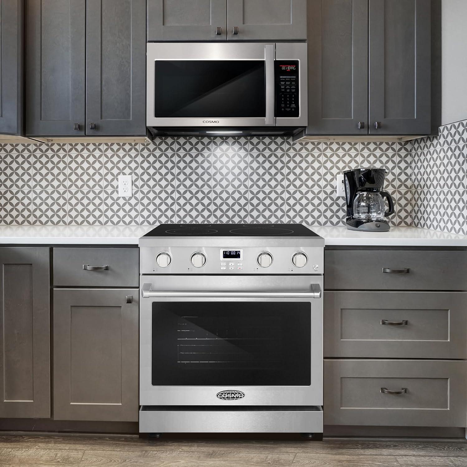 30 in. 4.8 cu. ft. Electric Range with 4-Burner Glass Cooktop and Convection Oven in Stainless Steel