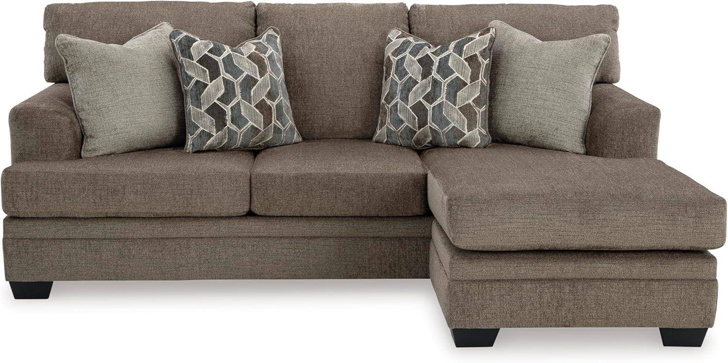 Nutmeg Fabric Sofa Chaise with Flared Arms and Ottoman