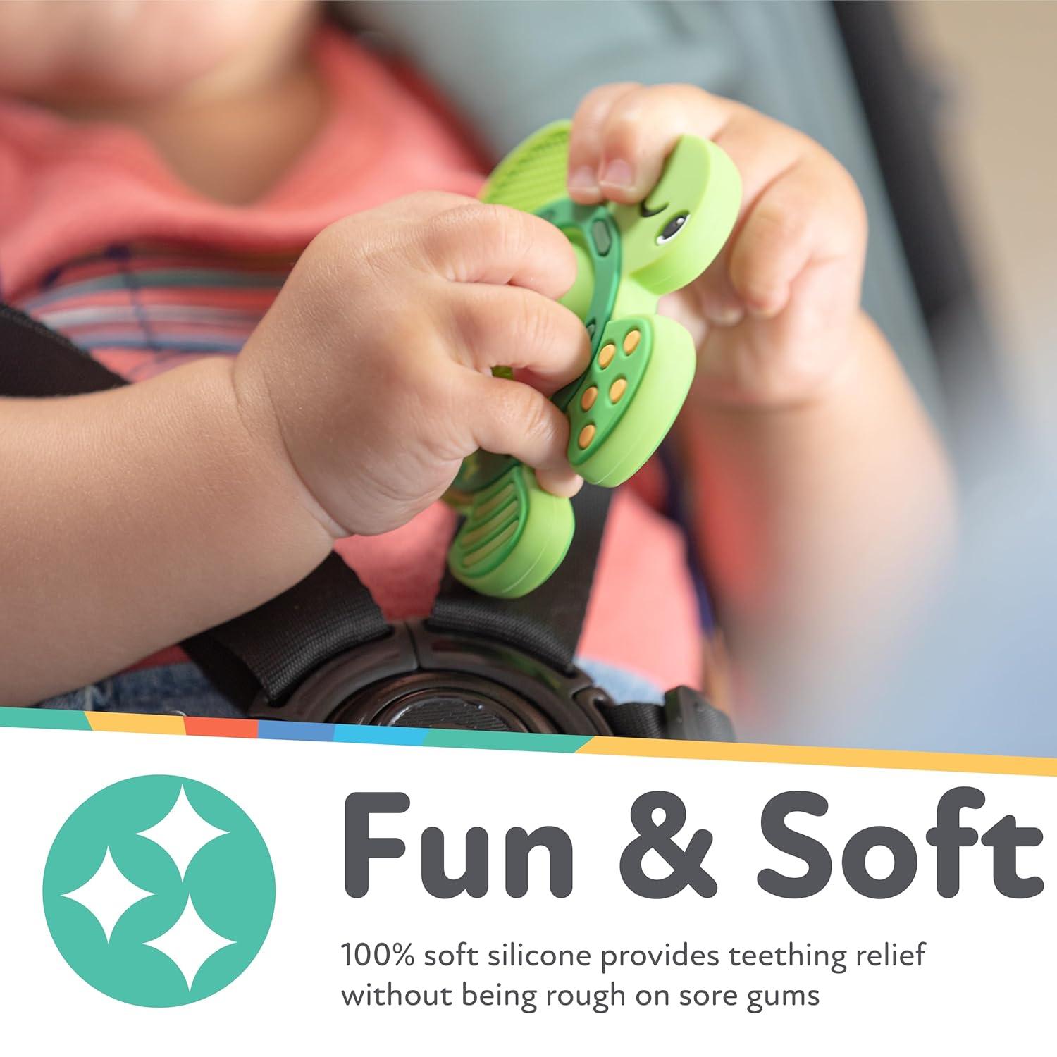 Nuby Teethe N' Pop Sensory Play Silicone Teether for Babies - Turtle Design