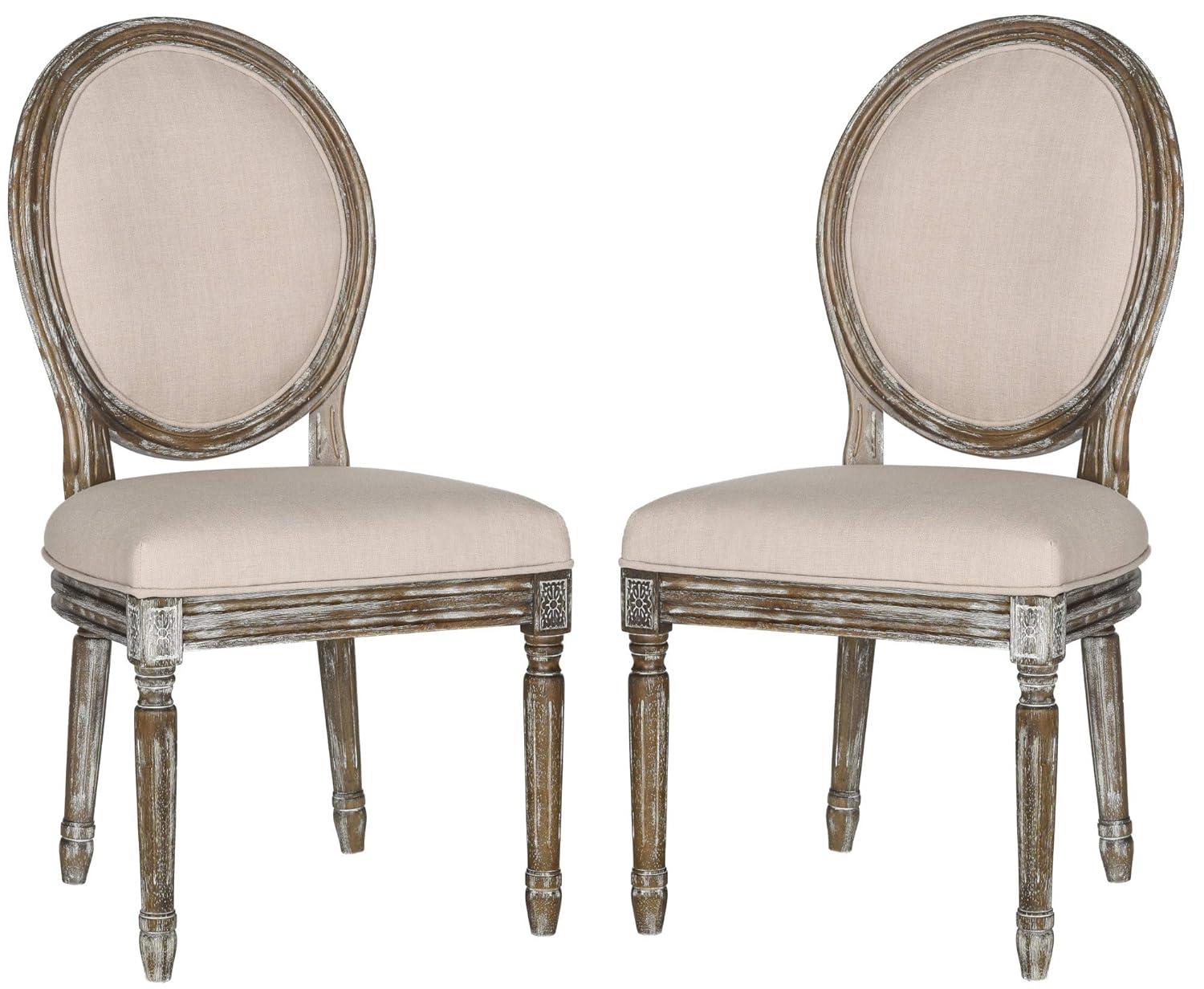 Holloway 19''H French Brasserie Oval Side Chair (Set of 2) - Navy/Cream - Safavieh