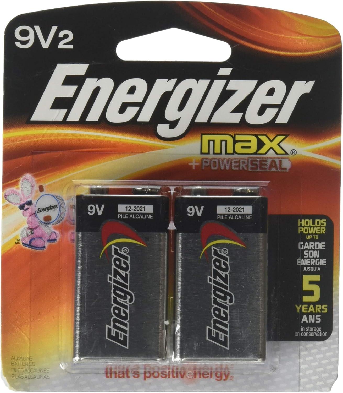 Energizer MAX 9V Long-Lasting Alkaline Batteries, 2-Pack