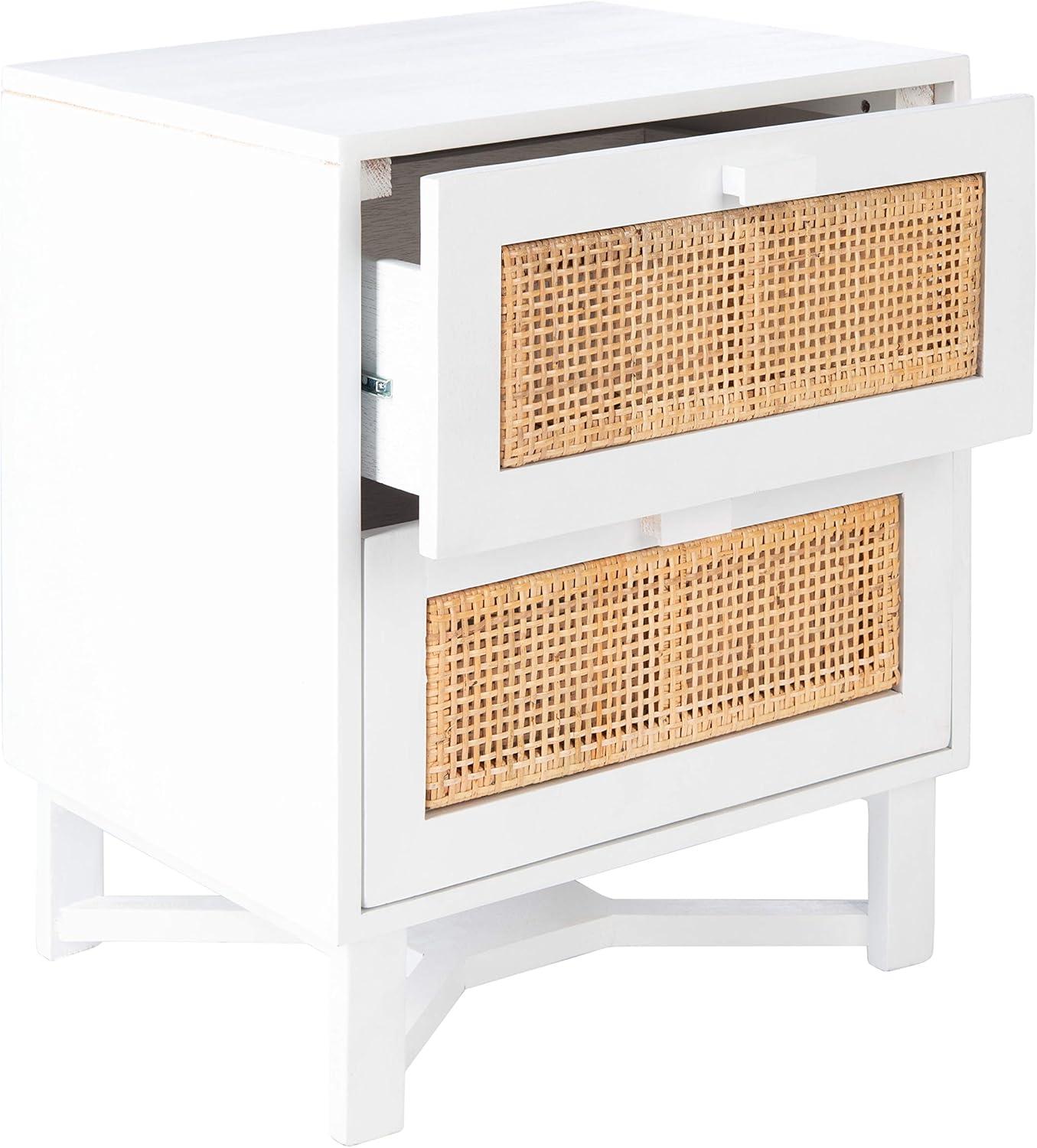 Hedwig 2 Drawer Nightstand - White/Natural - Safavieh.