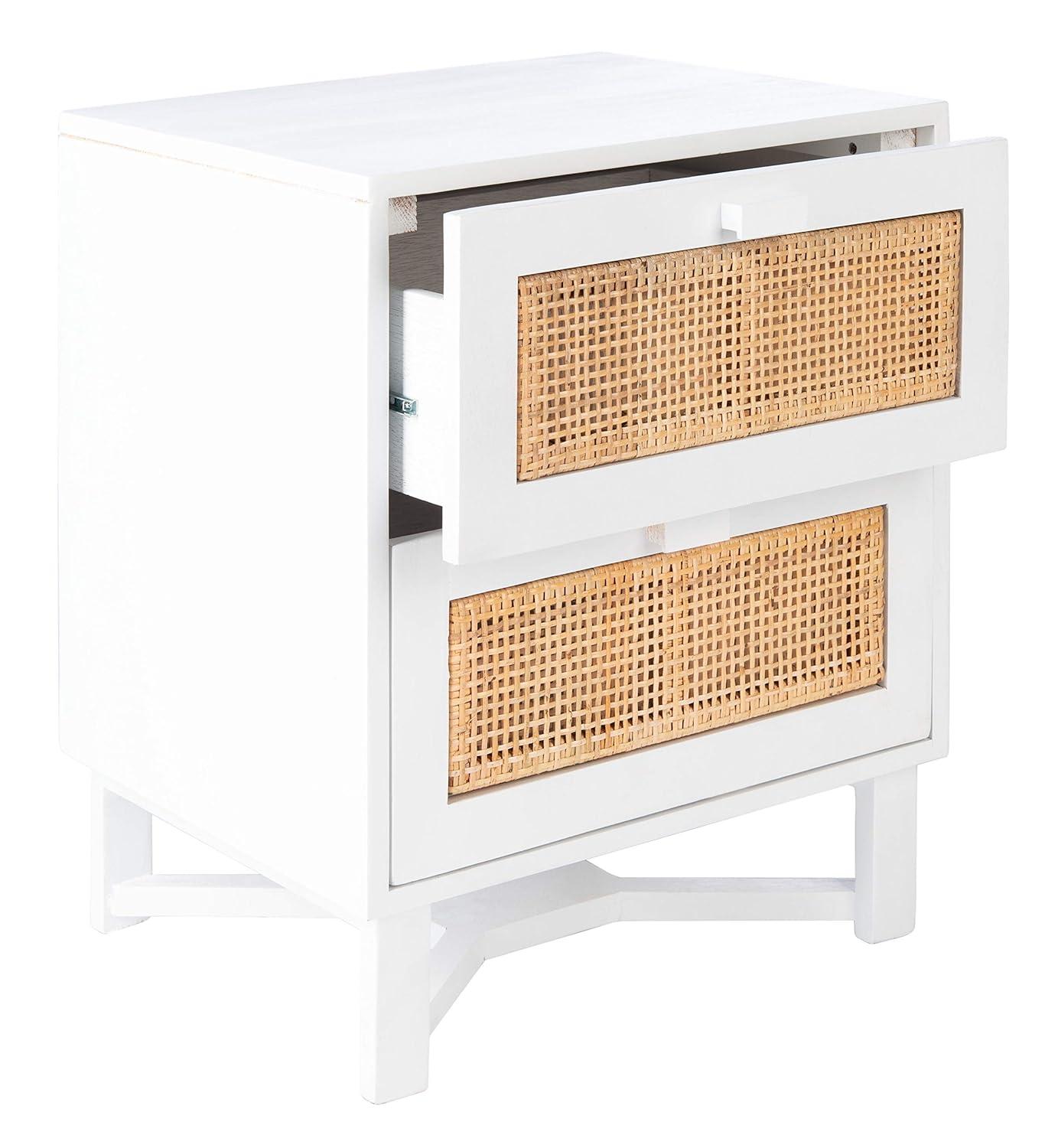 Hedwig 2 Drawer Nightstand - White/Natural - Safavieh.