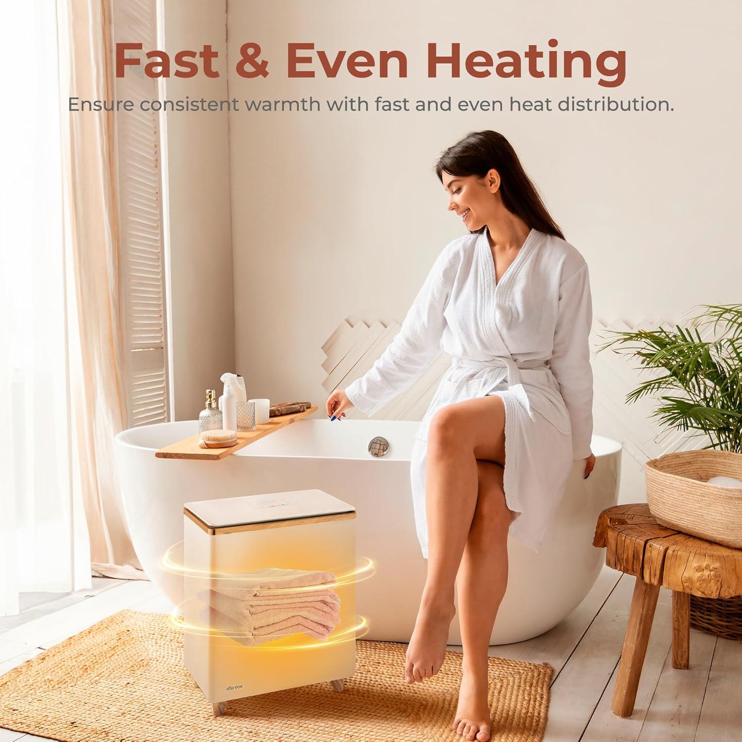 SereneLife 20L Large Capacity Towel Warmer Bucket - Stainless Steel with Aromatherapy Tablet SLTLR350