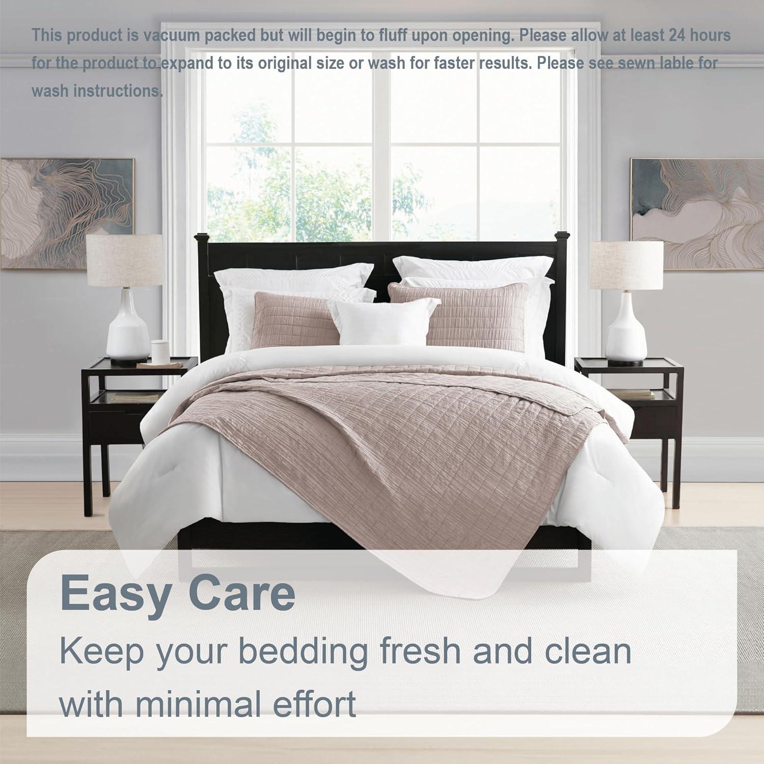 Swift Home Ultra Soft Crinkle Washed Microfiber 3-Piece Quilt Set