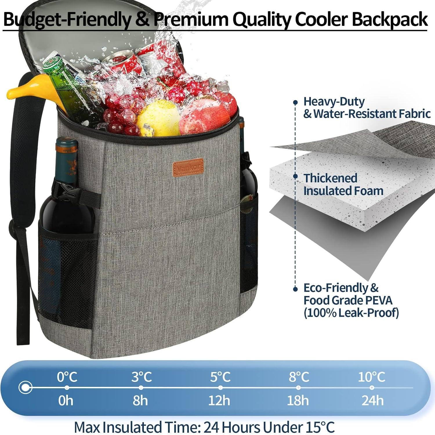 Camping Cooler Backpack 30 Cans, Soft Backpack Coolers Insulated Leak Proof Travel Cooler Bag Waterproof Lunch Picnic Beach Work Trip Thermal Bag Drink Beverage Beer Bag Cooler