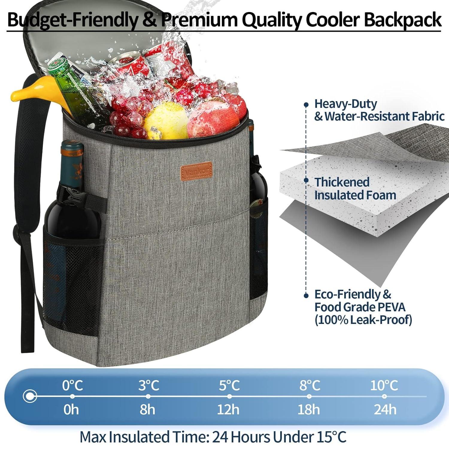 Camping Cooler Backpack 30 Cans, Soft Backpack Coolers Insulated Leak Proof Travel Cooler Bag Waterproof Lunch Picnic Beach Work Trip Thermal Bag Drink Beverage Beer Bag Cooler