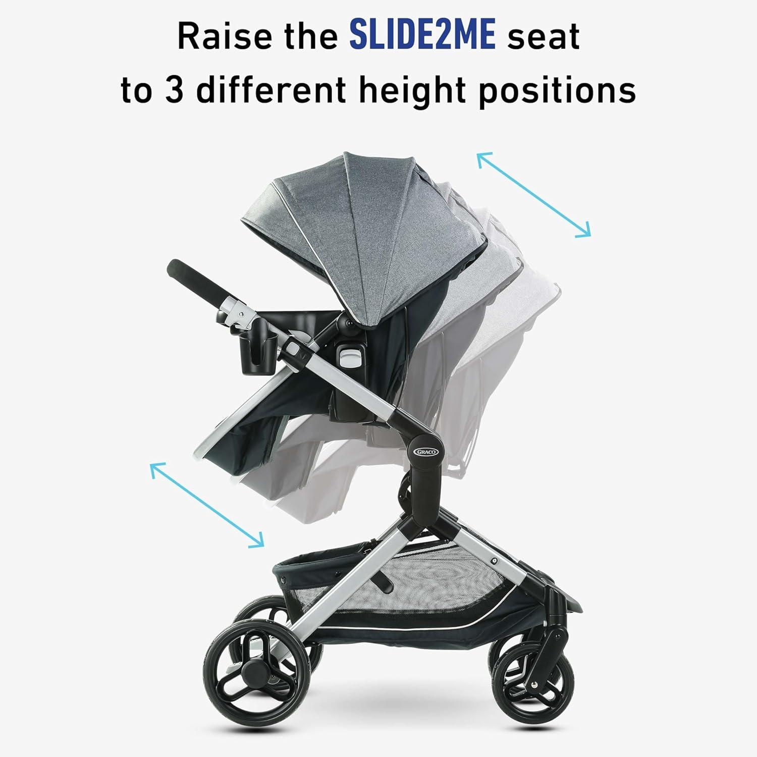 Gray and Black Aluminum 3-in-1 Bassinet Stroller Travel System