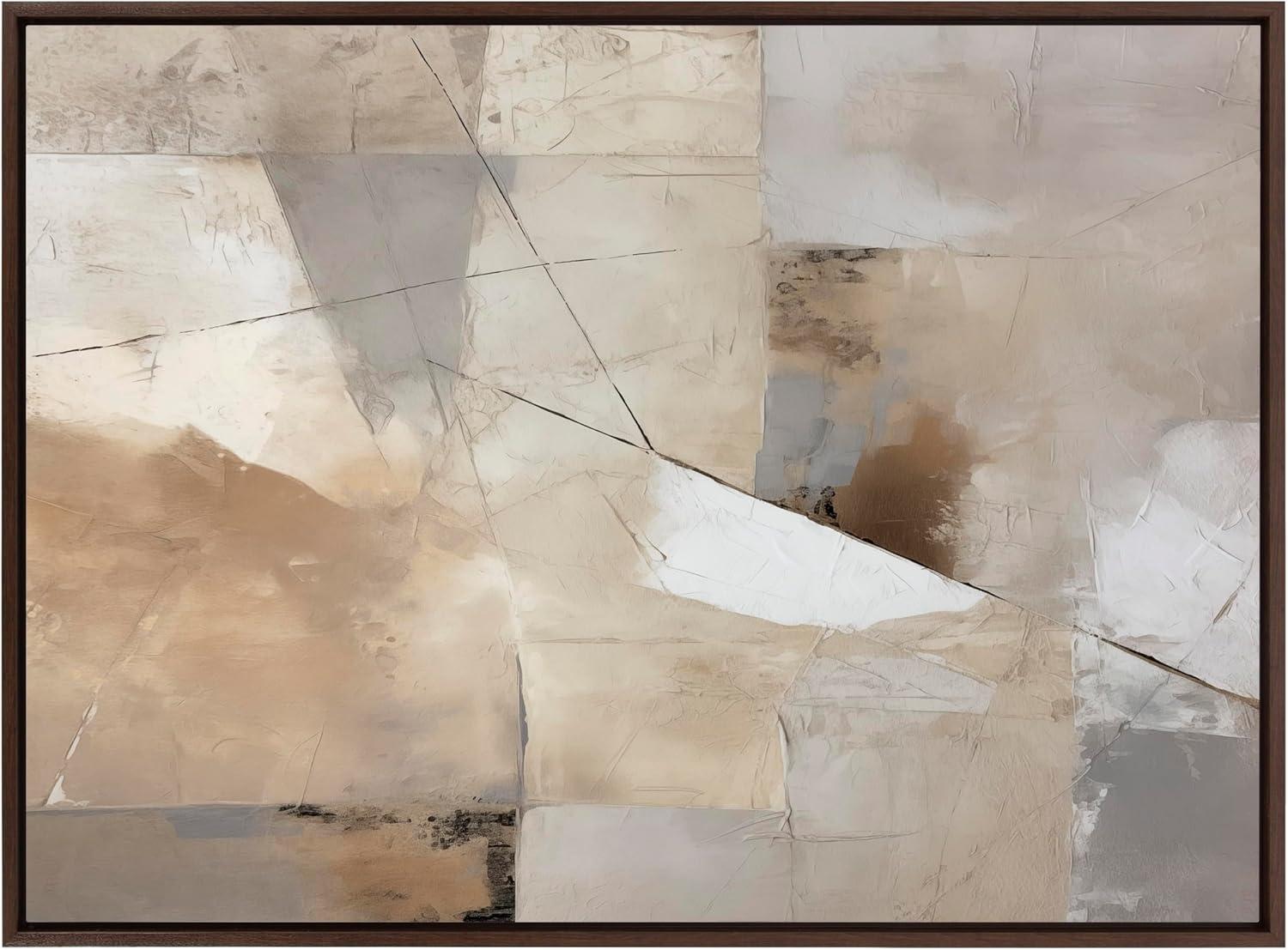 Kate & Laurel All Things Decor 31.5"x41.5" Sylvie Contemporary Neutral Textured Abstract Framed Canvas by The Creative Bunch Studio Brown