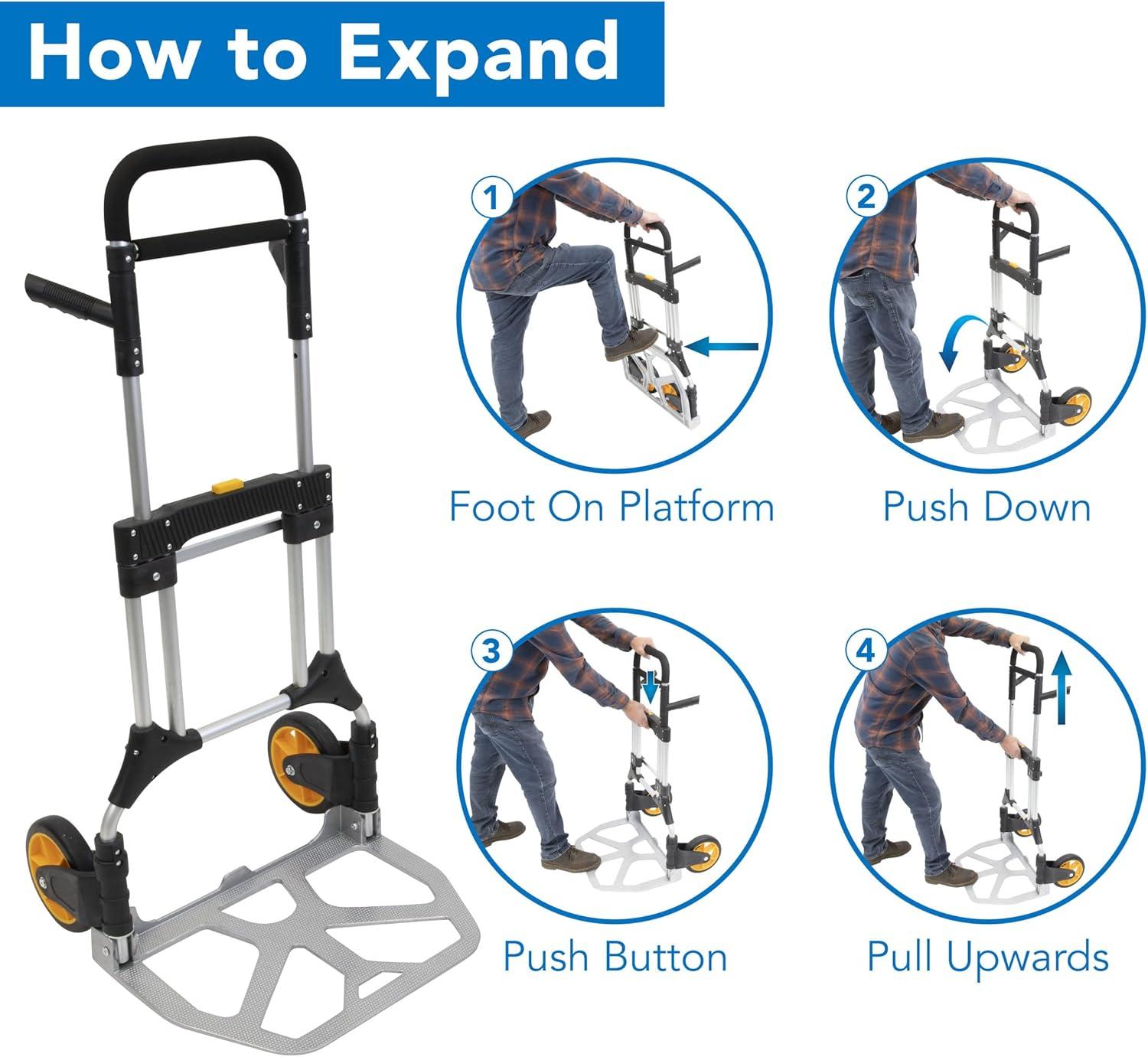 Mount-It! Heavy-Duty Folding Hand Truck Dolly | 440 Lb Capacity